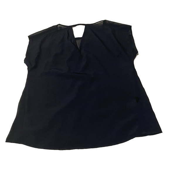 Banana Republic Womens Dark Blouse Size Large Navy Silky Office Dressy Top - Picture 4 of 10